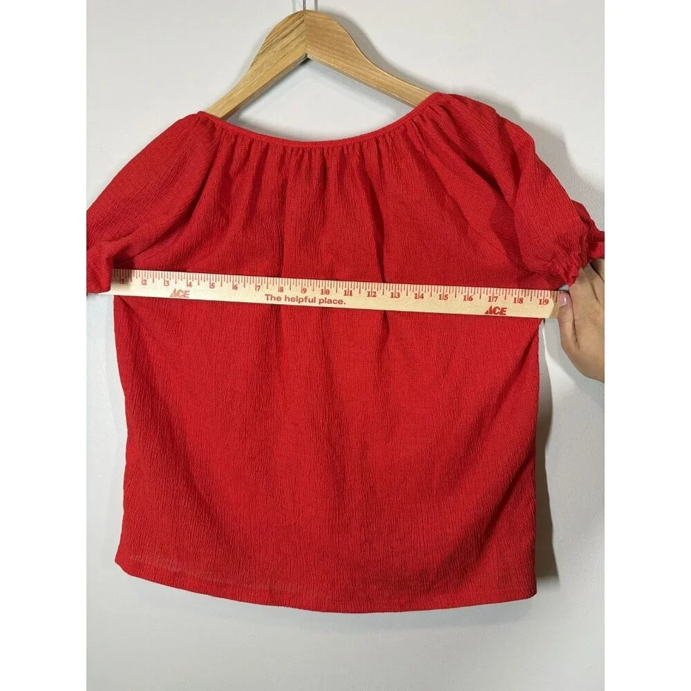Madewell Texture & Thread‎ Peasant Top Red Women's Blouse XS Short Sleeve NWT